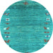 Round Abstract Light Blue Contemporary Rug, con2897lblu