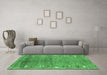 Machine Washable Abstract Emerald Green Contemporary Area Rugs in a Living Room,, wshcon2897emgrn