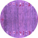 Round Machine Washable Abstract Purple Contemporary Area Rugs, wshcon2897pur