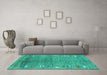 Machine Washable Abstract Turquoise Contemporary Area Rugs in a Living Room,, wshcon2897turq