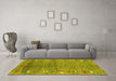 Machine Washable Abstract Yellow Contemporary Rug in a Living Room, wshcon2897yw