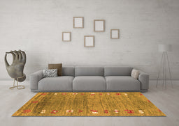 Machine Washable Abstract Orange Contemporary Area Rugs in a Living Room, wshcon2897org