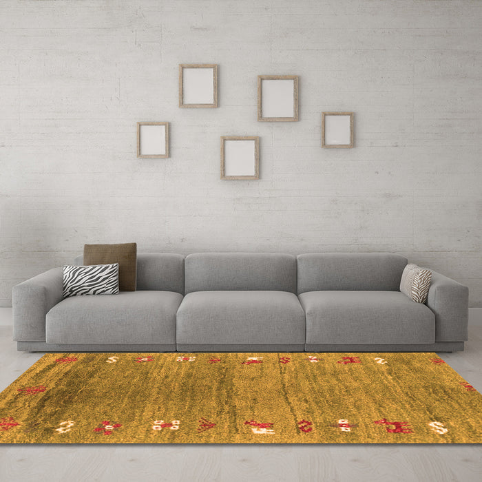 Machine Washable Abstract Orange Contemporary Area Rugs in a Living Room, wshcon2897org