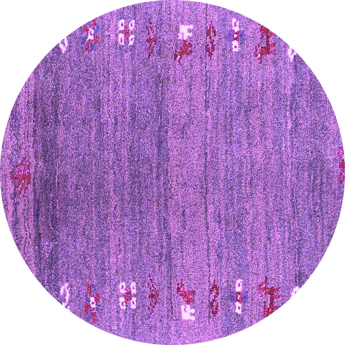 Round Abstract Purple Contemporary Rug, con2897pur