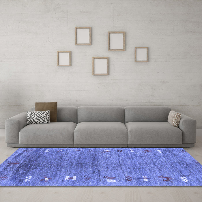 Machine Washable Abstract Blue Contemporary Rug in a Living Room, wshcon2897blu