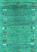 Machine Washable Abstract Turquoise Contemporary Area Rugs, wshcon2897turq