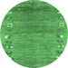 Round Abstract Emerald Green Contemporary Rug, con2897emgrn