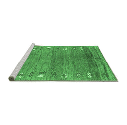 Sideview of Machine Washable Abstract Emerald Green Contemporary Area Rugs, wshcon2897emgrn