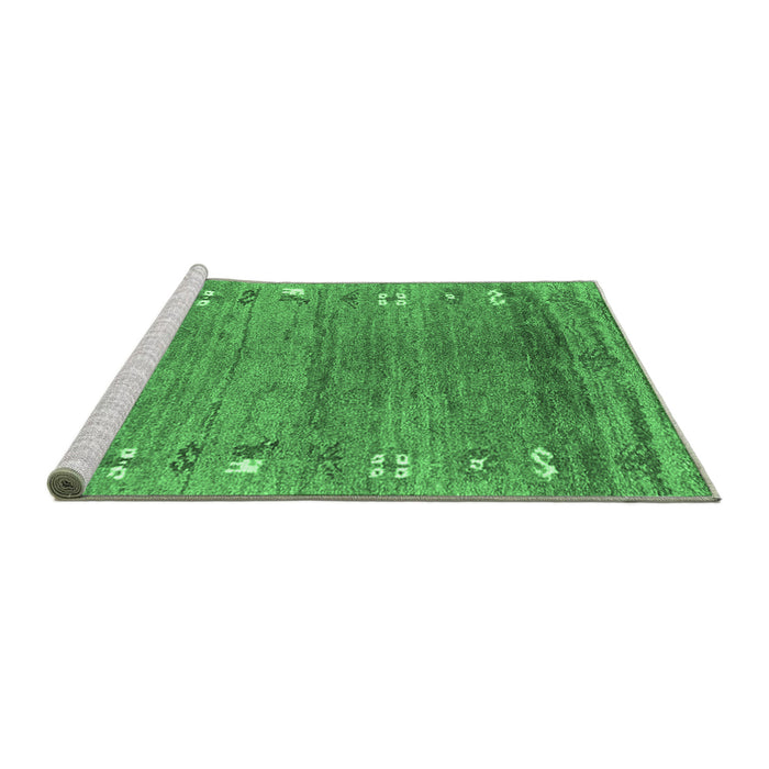 Sideview of Machine Washable Abstract Emerald Green Contemporary Area Rugs, wshcon2897emgrn