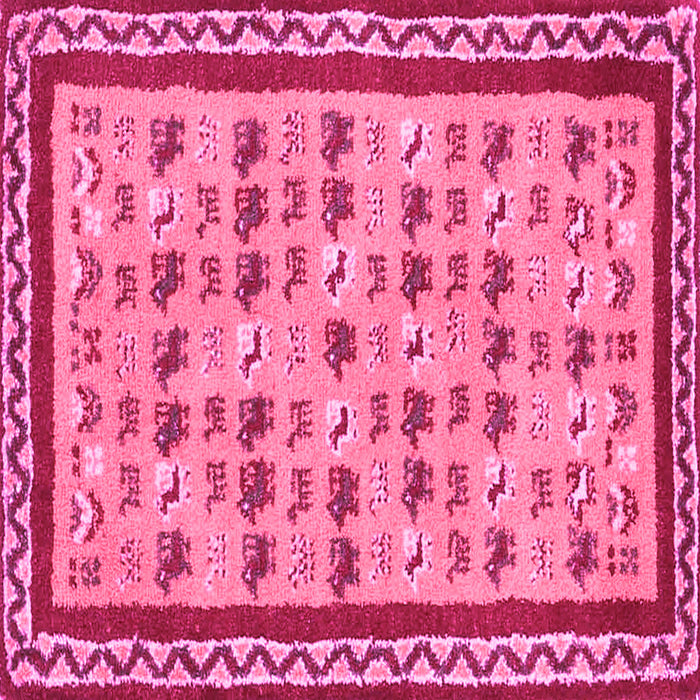 Square Machine Washable Abstract Pink Contemporary Rug, wshcon2898pnk