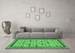 Machine Washable Abstract Emerald Green Contemporary Area Rugs in a Living Room,, wshcon2898emgrn