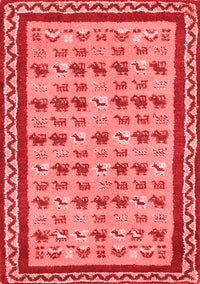 Abstract Red Contemporary Rug, con2898red