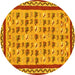 Round Abstract Yellow Contemporary Rug, con2898yw