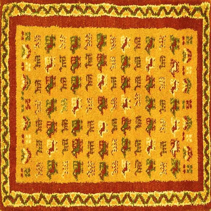 Square Machine Washable Abstract Yellow Contemporary Rug, wshcon2898yw