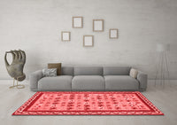 Machine Washable Abstract Red Contemporary Rug, wshcon2898red