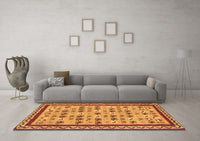 Machine Washable Abstract Brown Contemporary Rug, wshcon2898brn