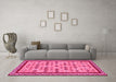 Machine Washable Abstract Pink Contemporary Rug in a Living Room, wshcon2898pnk