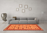 Machine Washable Abstract Orange Contemporary Rug, wshcon2898org