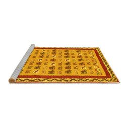 Sideview of Machine Washable Abstract Yellow Contemporary Rug, wshcon2898yw