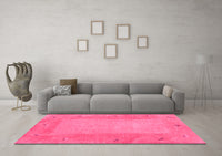 Machine Washable Abstract Pink Contemporary Rug, wshcon2899pnk