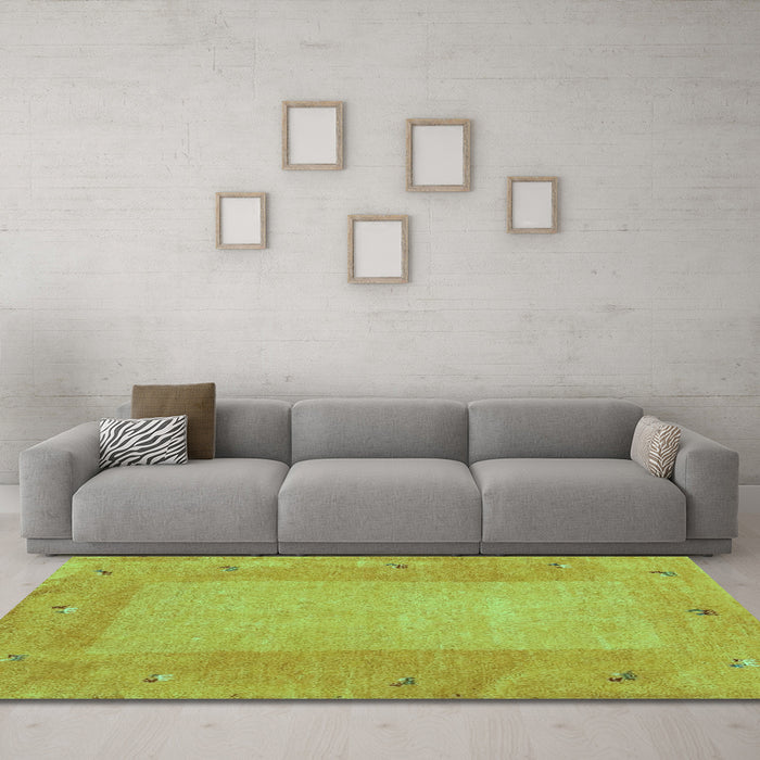 Machine Washable Abstract Turquoise Contemporary Area Rugs in a Living Room,, wshcon2899turq