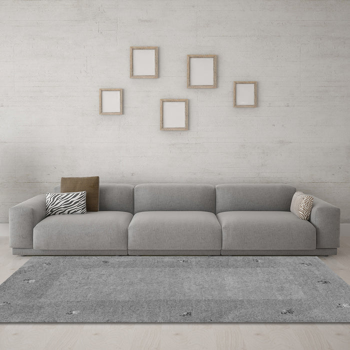 Machine Washable Abstract Gray Contemporary Rug in a Living Room,, wshcon2899gry