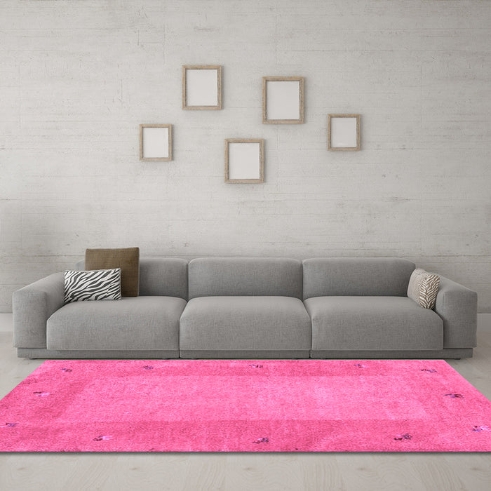 Machine Washable Abstract Purple Contemporary Area Rugs in a Living Room, wshcon2899pur