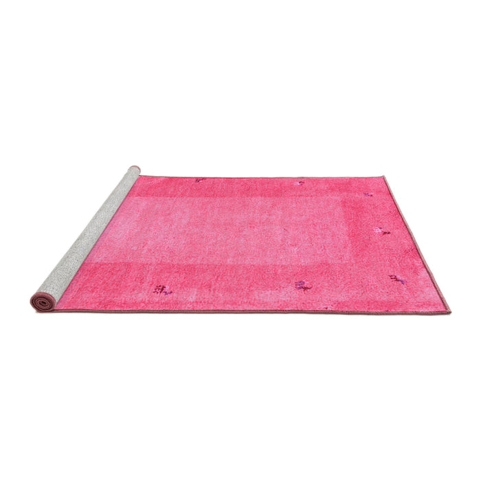Sideview of Machine Washable Abstract Pink Contemporary Rug, wshcon2899pnk