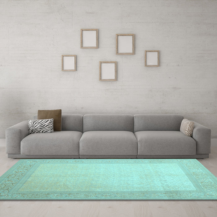 Machine Washable Abstract Light Blue Contemporary Rug in a Living Room, wshcon289lblu