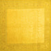 Square Machine Washable Abstract Yellow Contemporary Rug, wshcon289yw