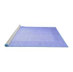 Sideview of Machine Washable Abstract Blue Contemporary Rug, wshcon289blu