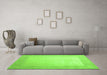 Machine Washable Abstract Green Contemporary Area Rugs in a Living Room,, wshcon289grn