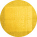 Round Machine Washable Abstract Yellow Contemporary Rug, wshcon289yw