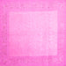 Square Machine Washable Abstract Pink Contemporary Rug, wshcon289pnk