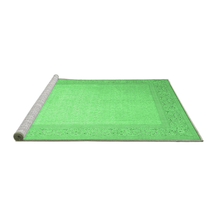 Sideview of Machine Washable Abstract Emerald Green Contemporary Area Rugs, wshcon289emgrn