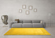 Machine Washable Abstract Yellow Contemporary Rug in a Living Room, wshcon289yw