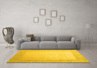 Machine Washable Abstract Yellow Contemporary Rug, wshcon289yw