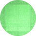 Round Abstract Emerald Green Contemporary Rug, con289emgrn