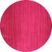 Round Abstract Pink Contemporary Rug, con28pnk