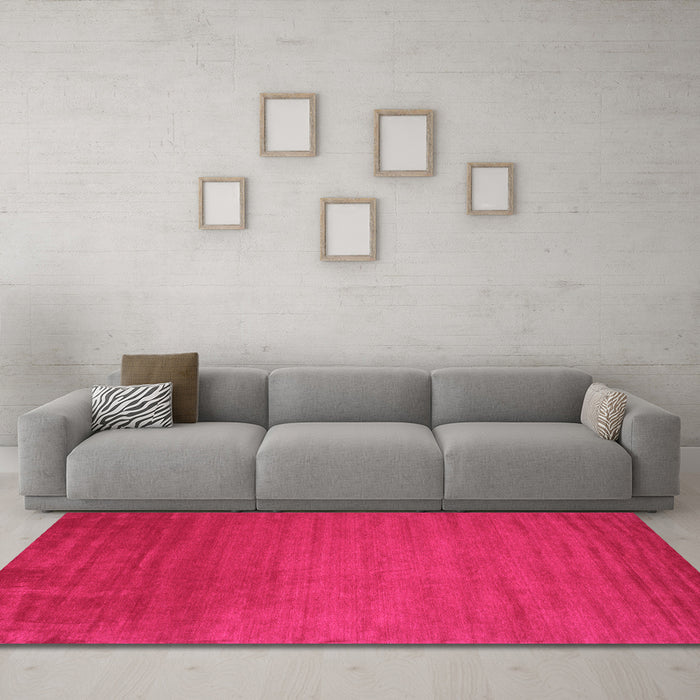 Machine Washable Abstract Pink Contemporary Rug in a Living Room, wshcon28pnk