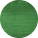 Round Machine Washable Abstract Emerald Green Contemporary Area Rugs, wshcon28emgrn