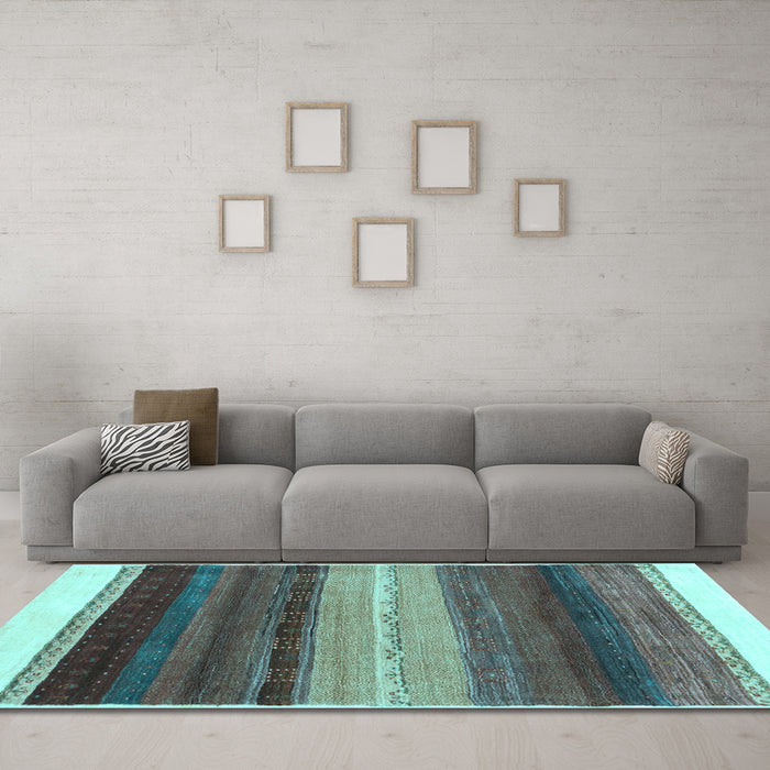 Machine Washable Abstract Light Blue Contemporary Rug in a Living Room, wshcon2900lblu