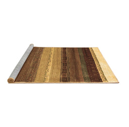 Sideview of Machine Washable Abstract Brown Contemporary Rug, wshcon2900brn