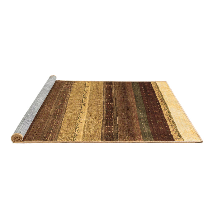 Sideview of Machine Washable Abstract Brown Contemporary Rug, wshcon2900brn
