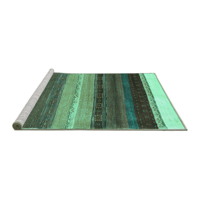 Sideview of Machine Washable Abstract Turquoise Contemporary Area Rugs, wshcon2900turq