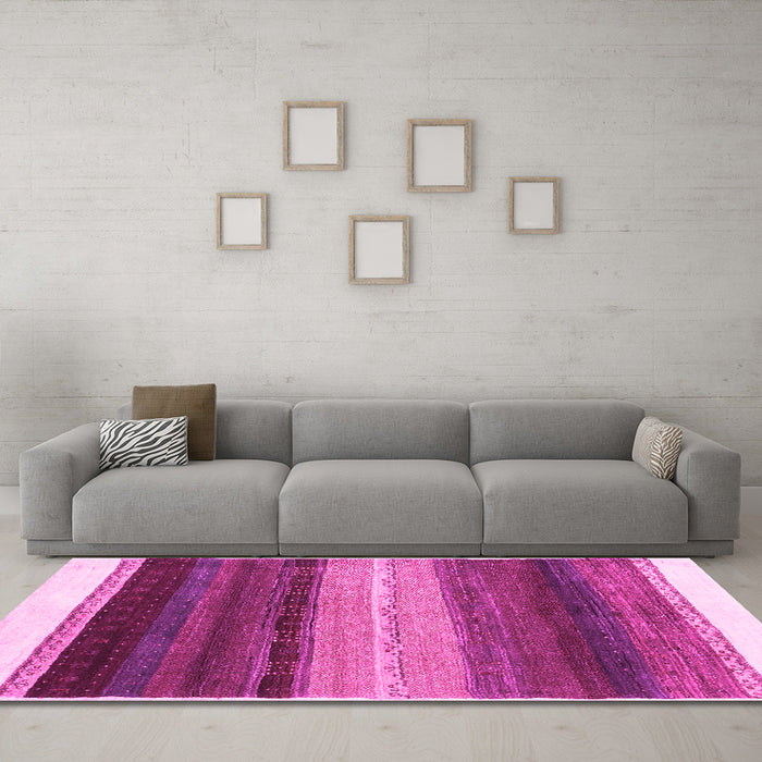 Machine Washable Abstract Pink Contemporary Rug in a Living Room, wshcon2900pnk