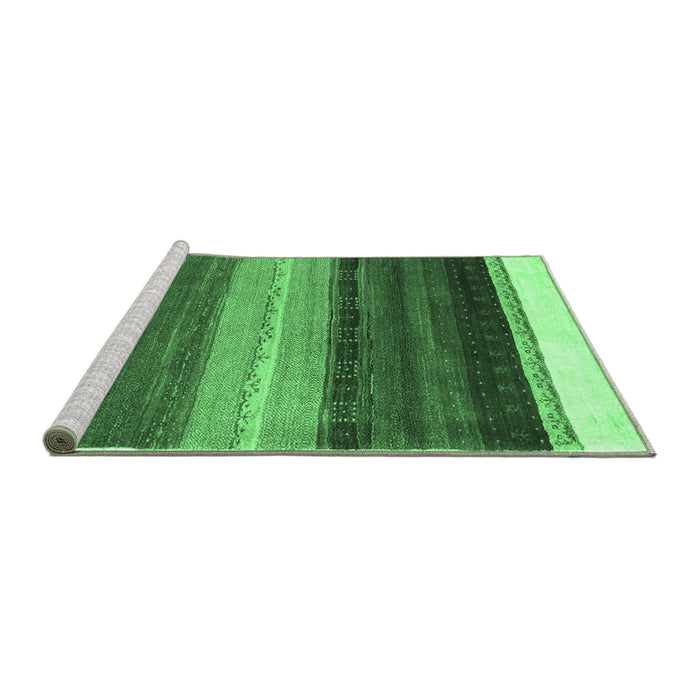 Sideview of Machine Washable Abstract Emerald Green Contemporary Area Rugs, wshcon2900emgrn