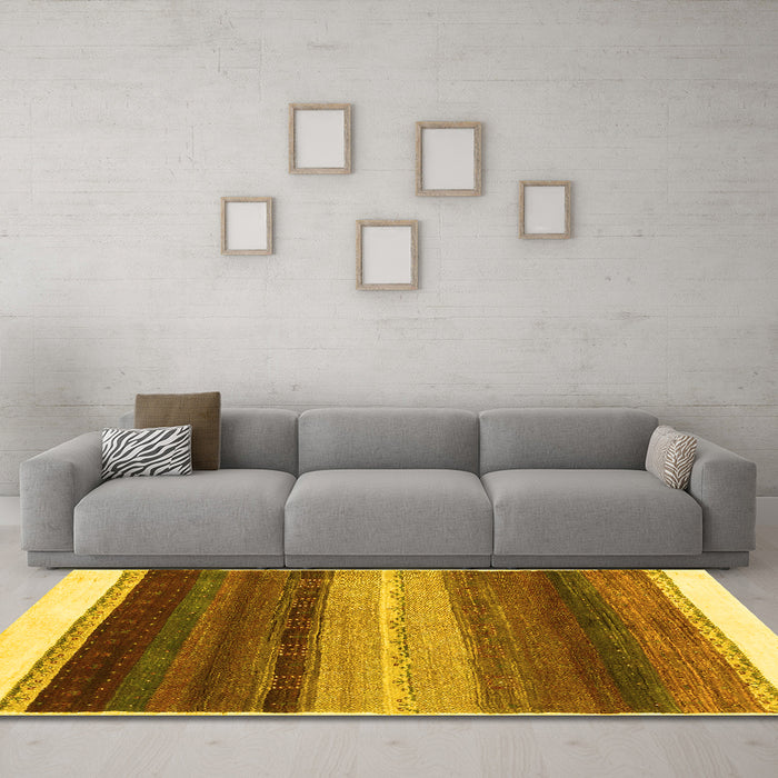 Machine Washable Abstract Yellow Contemporary Rug in a Living Room, wshcon2900yw