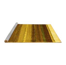 Sideview of Machine Washable Abstract Yellow Contemporary Rug, wshcon2900yw