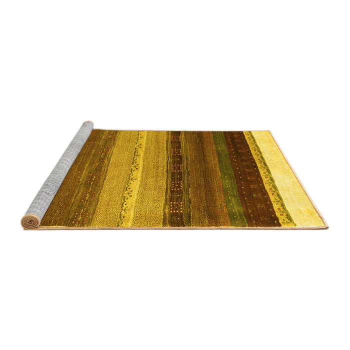 Sideview of Machine Washable Abstract Yellow Contemporary Rug, wshcon2900yw